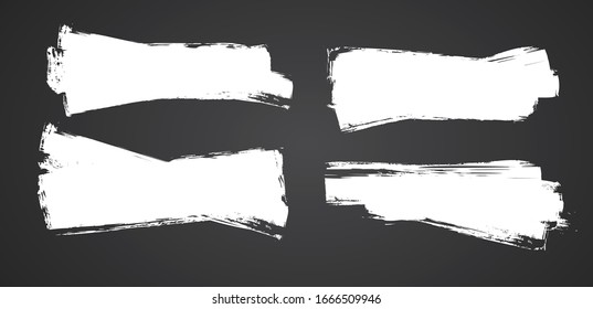 White grunge banner for your design. Abstract painted background templates. Big set of grungy banners  on black background.