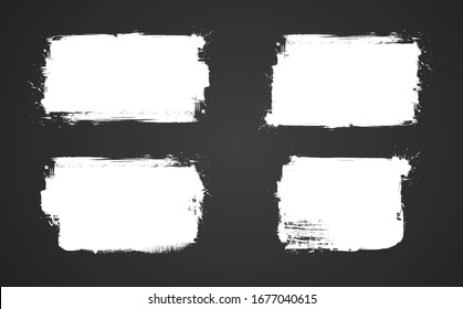 White grunge banner for your design. Abstract painted background templates. Big set of grungy banners  on black background.