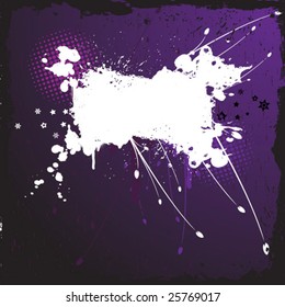 White grunge button banner on colorful background with grunge border