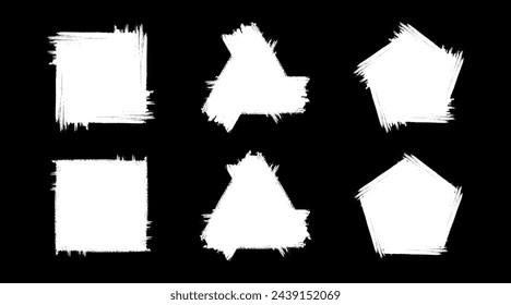 Elementos de diseño de grunge blanco para las redes sociales. Conjunto de cuadros de texto geométricos. Banners de textura de estrés para la historia y publicaciones de redes sociales. Marcos de grunge. Ilustración de vector