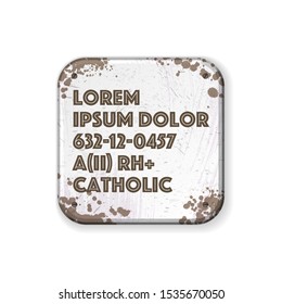 White grunge frame square form with text isolated on white background