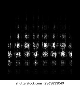 White grunge halftone dots gradient texture background. Black and white random circle dots pattern. Spotted vector illustration