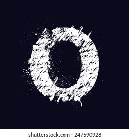White grunge letter O isolated on dark background. eps10