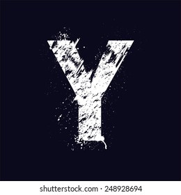 White grunge letter Y isolated on dark background. eps10