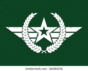 white grunge military star symbol / vector illustration