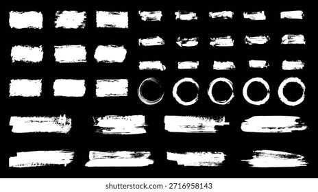 Pincel de postes grunge branco. círculos e retângulos. Formas em branco. Banners, insígnias, logotipos, ícones, etiquetas e coleção de emblemas.