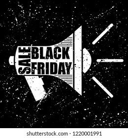 White grunge speaker with black friday promo text