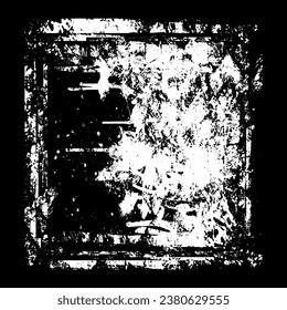 White grunge texture isolated on a black background