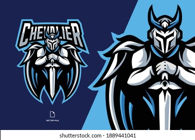 white guardian knight mascot esport game logo illustration for sport game team