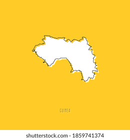 White GUINEA country map with black outline on yellow background. Simple geographic territory template concept. Vector ilustration easy to edit and customize. EPS10