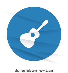 White Guitar icon label on wrinkled paper