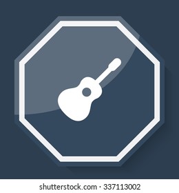 White Guitar icon on plum blue web app button