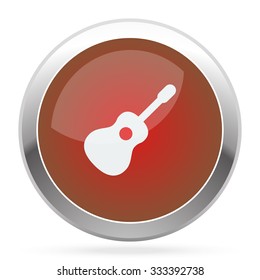 White Guitar icon on red web app button