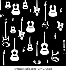 white guitars on a black background