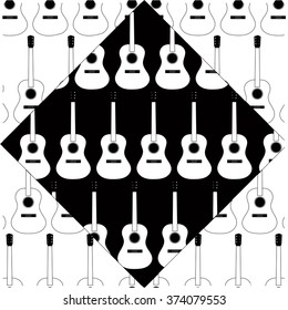 white guitars on a black and white background 