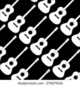 white guitars on a black and white background 