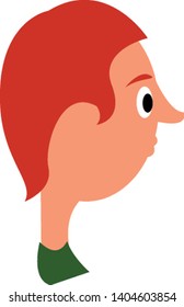 A white guy with a long nose and orange hair, vector, color drawing or illustration. 