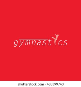 White gymnastics vector logo design with red background