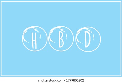 Grabado blanco H B D en una burbuja de jabón con fondo azul.