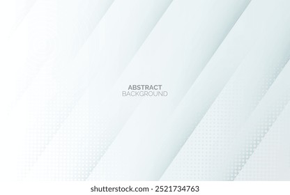 White hafltone abstract background. Modern lines pattern. Minimal geometric design. Futuristic technology concept. Horizontal banner template. Vector illustration