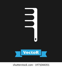 White Hair brush for dog and cat icon isolated on black background. Brush for animal fur. Pet accessory.  Vector