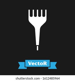 White Hairbrush icon isolated on black background. Comb hair sign. Barber symbol.  Vector Illustration