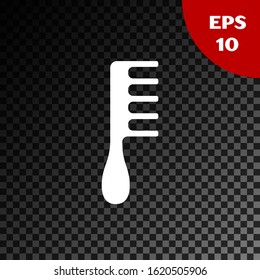 White Hairbrush icon isolated on transparent dark background. Comb hair sign. Barber symbol.  Vector Illustration