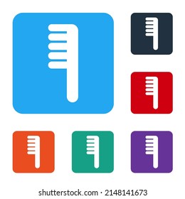 White Hairbrush icon isolated on white background. Comb hair sign. Barber symbol. Set icons in color square buttons. Vector Illustration
