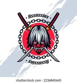 White Haired Assassins Icon Mascot