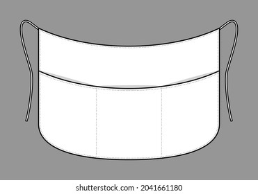 White Half Apron Template Vector On Gray Background.