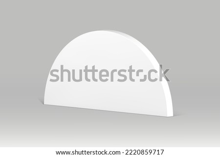 White half circle geometric shape isometric decor element 3d realistic vector illustration. Semicircle vertical wall curved basic foundation minimalist design for premium presentation isolated
