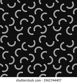 La mitad blanca de los círculos y el fondo negro. Formas ubicadas en diferentes lugares. Vector.