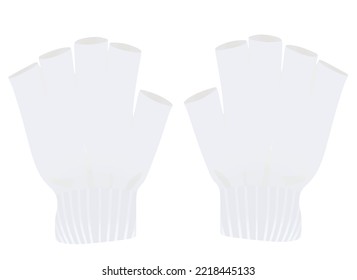 White half finger gloves. vector illustration