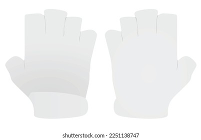 White half finger gloves. vector illustration