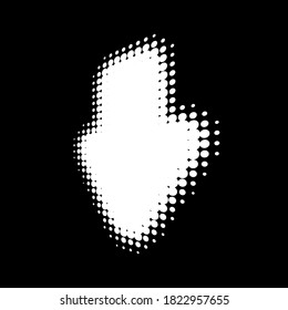 White Halftone Arrow in perspective. Logo design element for business or technology. Vector illustration.