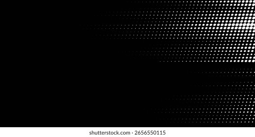 Diseño de Plantilla de Anuncio semitono blanco con estilo de líneas de velocidad abstractas. Patrón de color blanco semitono con puntos y fondo de textura grunge. 