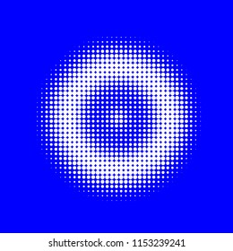 White halftone circles, dots pattern, vector, grunge. Comic texture background. Monochrome half-tone. Circle halftone Dots, white and blue geometric gradient for pop art designs.