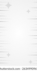 Fundo vertical de quadrinhos de meio-tom branco com linhas e estrelas rápidas e nítidas. Adequado para quadrinhos, apresentações, cartazes, etc.