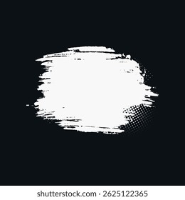 White and halftone distressed style brush stroke mark design