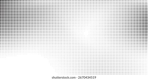 Textura de gradiente de meio-tom branco. Plano de fundo de ponto de polca de fuga. Repetição do padrão de gradação de pontos abstrato moderno