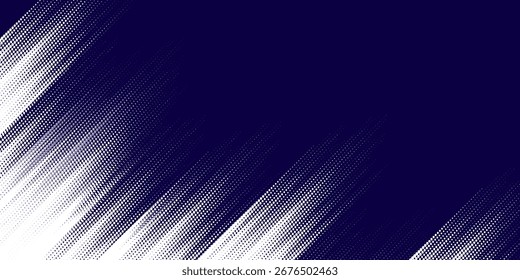 weißer Halbton auf blauem Hintergrund. Vektor gepunktete funkelt oder Halbton Glanz Muster Textur Pop Art Style Hintergrund. 