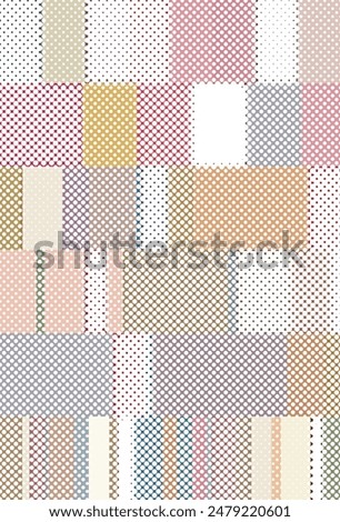 White halftone screen grid overlaying rectangular color mix, creating unique faded colored pattern