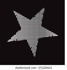 White Halftone Star. Black background