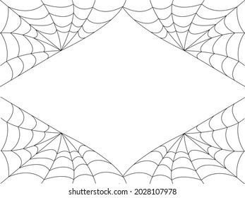 White Halloween banner with spiderweb vector background copy space. Cobweb backdrop illustration isolated on white