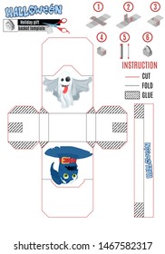 white halloween basket pattern ghost and witch hat cool
