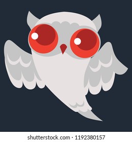 White Halloween ghost owl poster