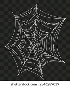  White Halloween gothic spiderweb in hand drawn doodle style