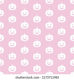 White halloween pumpkin seamless pattern with pink pattern.