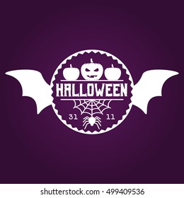 White Halloween Retro Vector Badge Logo