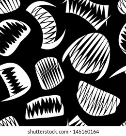 white halloween teeth on black seamless pattern